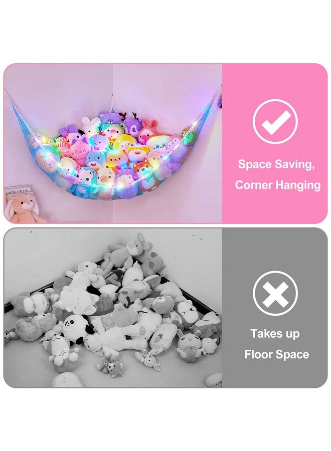 Stuffed Animals Net Or Hammock With Led Light Hanging Toy Net Hammock For Stuffed Animals Storage Stuff Animals Hammocks For Nursery Kids Room With Remote Control 8 Kinds Of Lights(Pack Of 1)