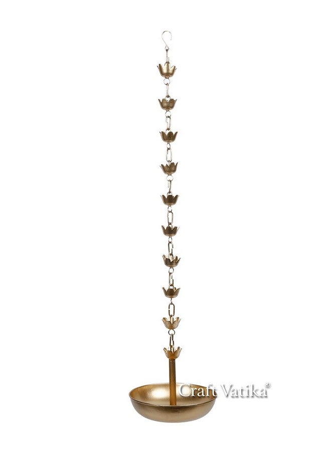 Hanging Urli Bowl Showpiece For Flowers & Floating Candles Decorative Traditional Bowl Home Diwali Decoration Items & Diwali Gifts For Family And Friends Corporate Office Employees.