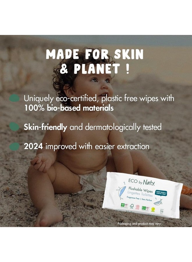 Flushable Baby Wipes Compostable And Plant Based Wipes Chemical Free And Hypoallergenic Baby Wipes Safe For Baby Sensitive Skin 56 Wipes Per Pack (12 Pk)