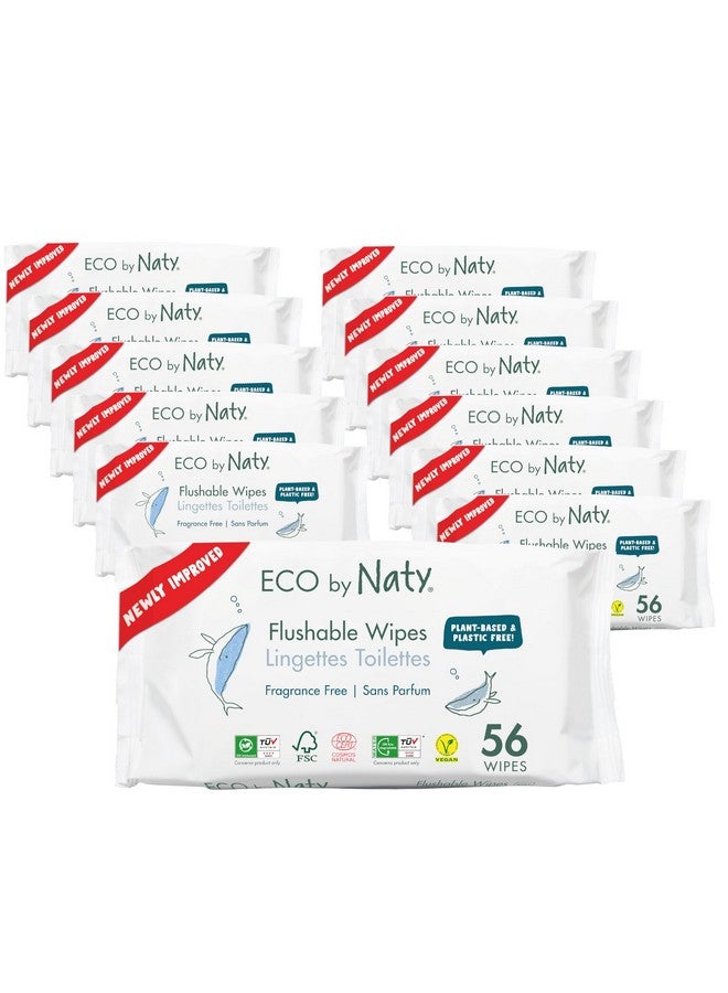 Flushable Baby Wipes Compostable And Plant Based Wipes Chemical Free And Hypoallergenic Baby Wipes Safe For Baby Sensitive Skin 56 Wipes Per Pack (12 Pk)