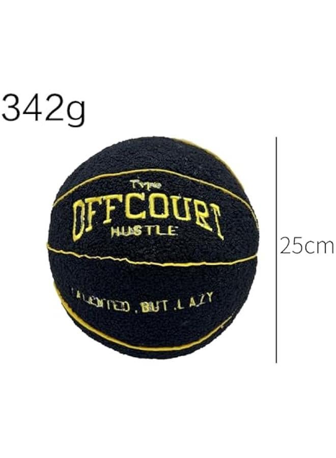 9.8 Inch Offcourt Basketball Plush Pillow - Fun Basketball Shaped Throw Pillow, Basketball Plush Throw Pillow Embroidered Kids Room Decoration, Kids Game Lovers Fan Gift(Color:Black)