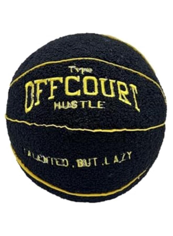 9.8 Inch Offcourt Basketball Plush Pillow - Fun Basketball Shaped Throw Pillow, Basketball Plush Throw Pillow Embroidered Kids Room Decoration, Kids Game Lovers Fan Gift(Color:Black)