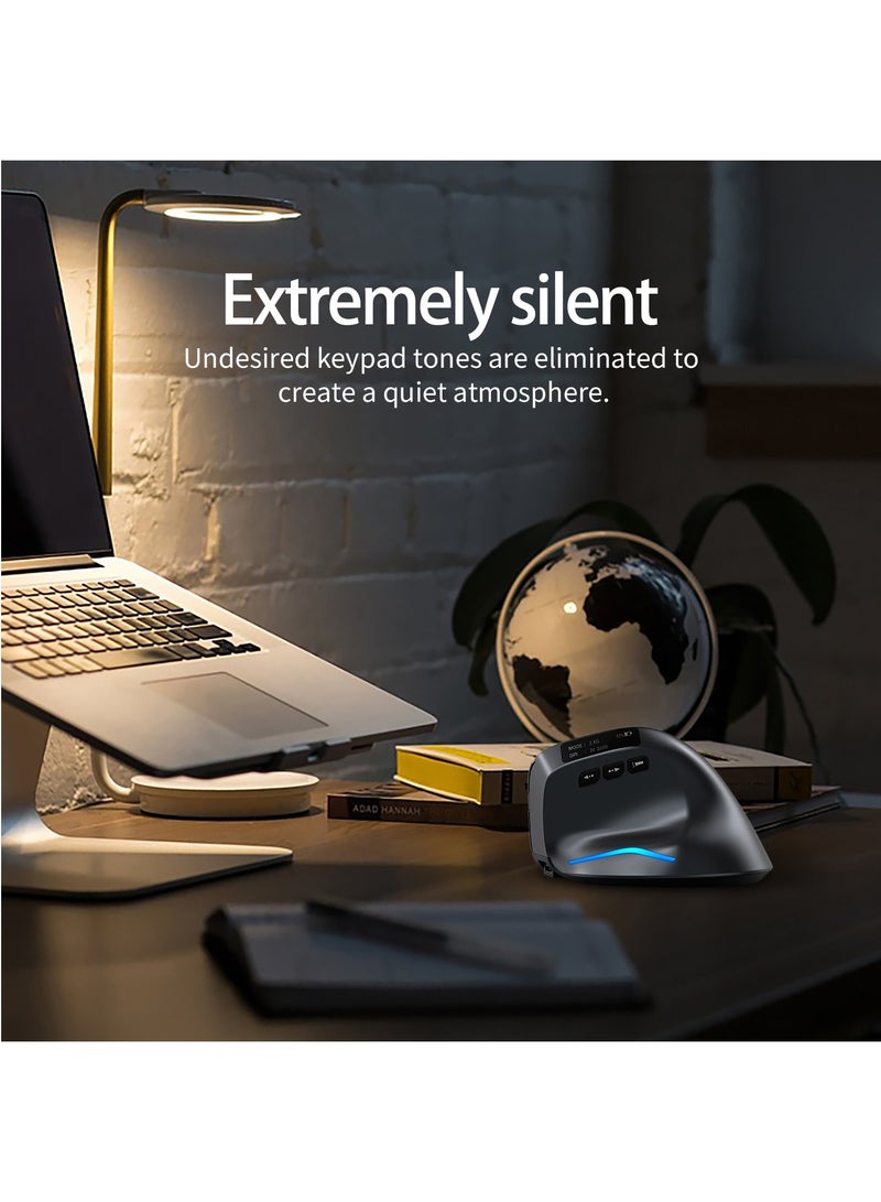 F26C Bluetooth Vertical Mouse, Wireless Ergonomic Mice, with OLED Screen RGB USB Optical, Rechargeable Mouse, for PC Laptop Gaming