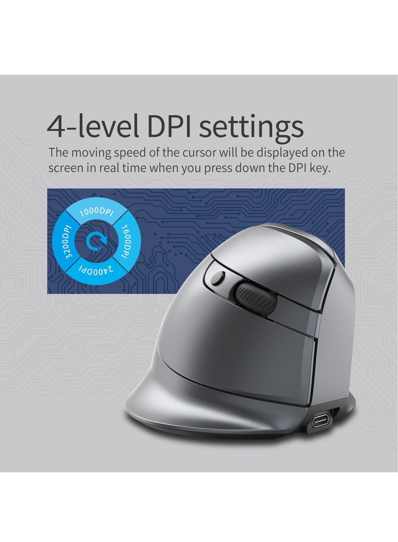F26C Bluetooth Vertical Mouse, Wireless Ergonomic Mice, with OLED Screen RGB USB Optical, Rechargeable Mouse, for PC Laptop Gaming