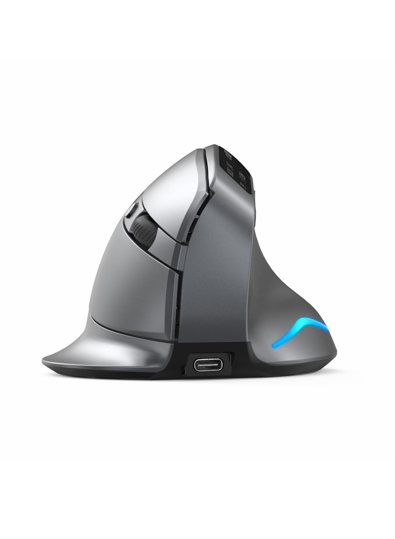 F26C Bluetooth Vertical Mouse, Wireless Ergonomic Mice, with OLED Screen RGB USB Optical, Rechargeable Mouse, for PC Laptop Gaming