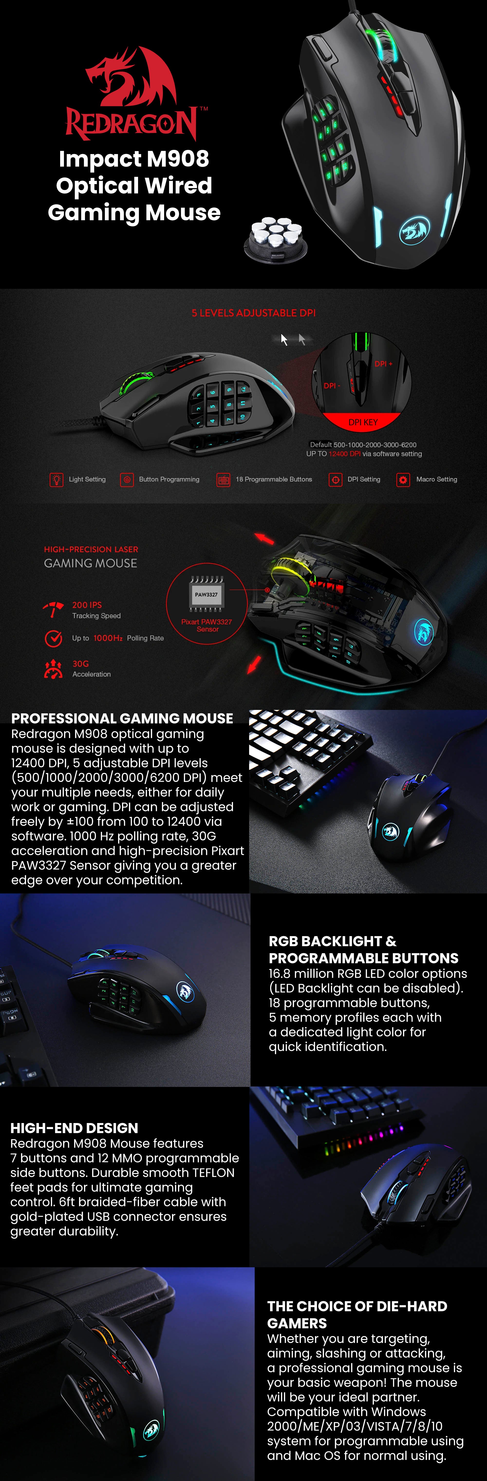 M908 Impact Optical Wired Gaming Mouse