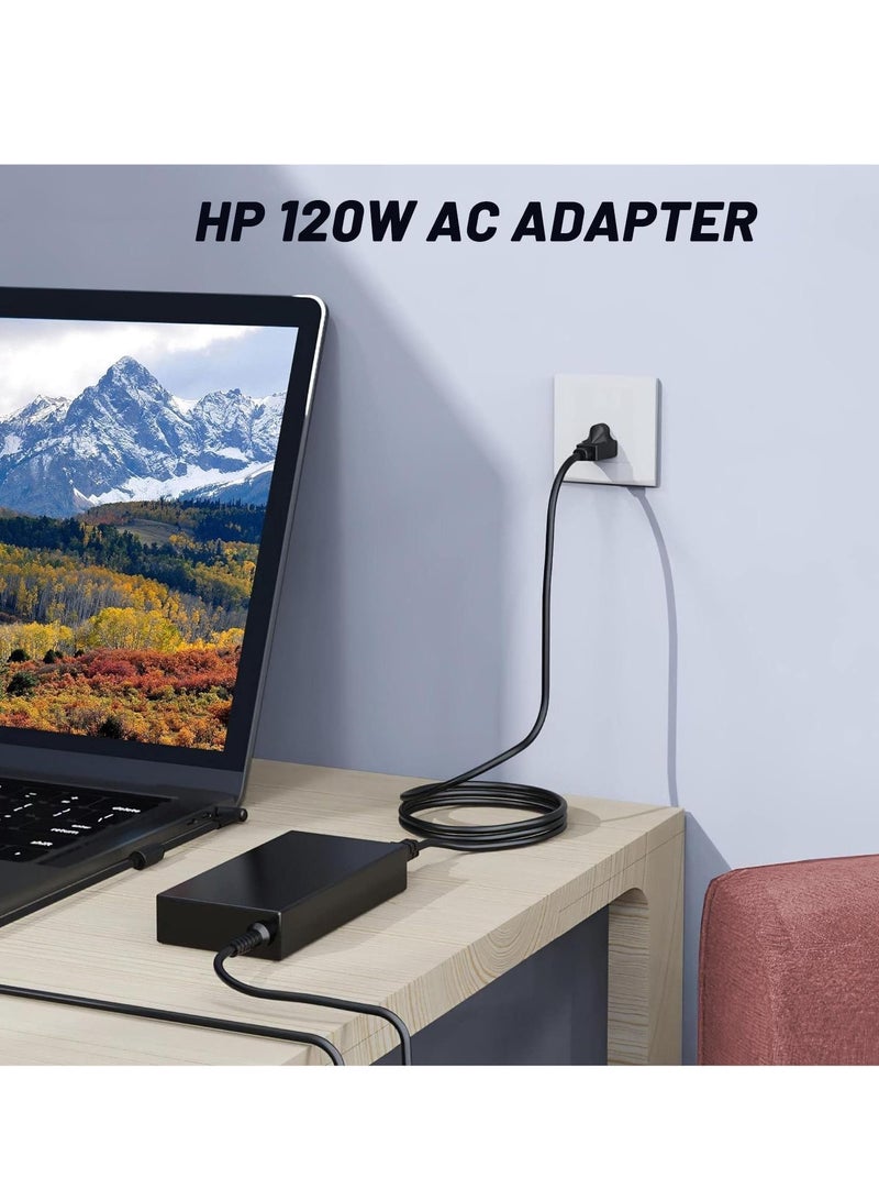 AC Charger for HP 120W Power Adapter, HP Laptop Charger for HP USB-C Dock G5 USB-C/A Universal Dock G2 5TW13AA Envy 15 17 Series Omen 15-5000 5100 5200 710415-001 L41856-001 HP 120W AC Adapter