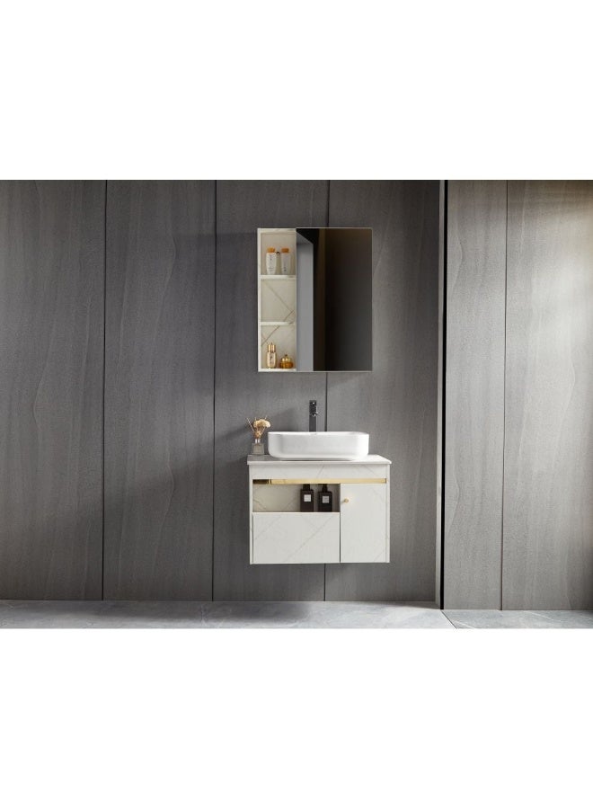 Milano Luxury And Modular Chamy Vanity  With Mirror Frame With Ceramic Wash Basin And Large Storage Space
