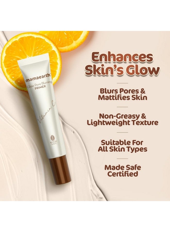 Glow Pore Blurring Primer With Vitamin C & Turmeric - 25 G| Enhances Skin’S Glow | Blurs Pores | Helps Makeup Last Long | Lightweight & Non-Greasy