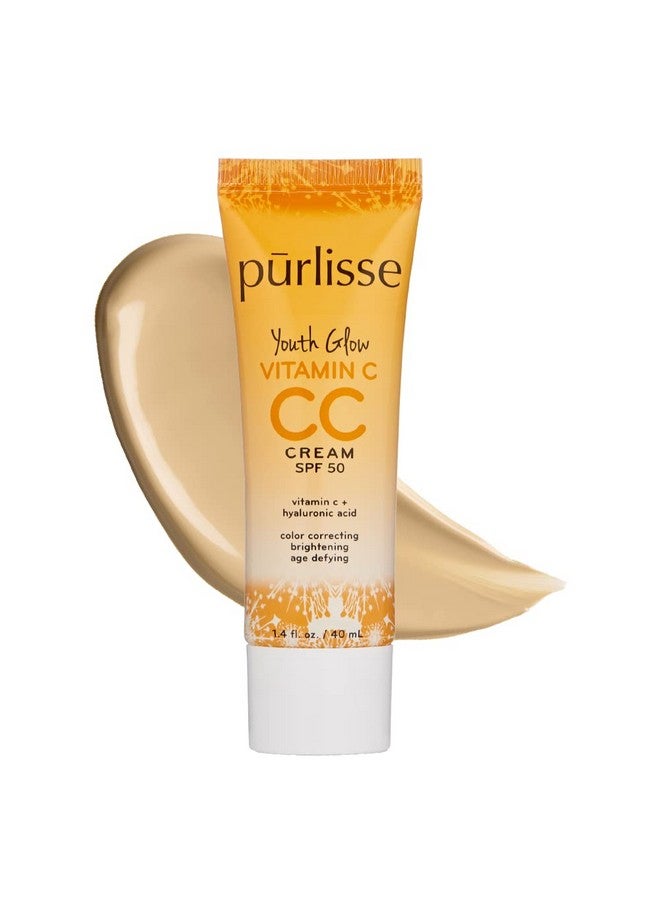 Youth Glow Vitamin C Cc Cream Spf 50: Cruelty-Free & Clean, Paraben & Sulfate-Free, Full Coverage, Hydrates With Hyaluronic Acid | Light Medium 1.4Oz