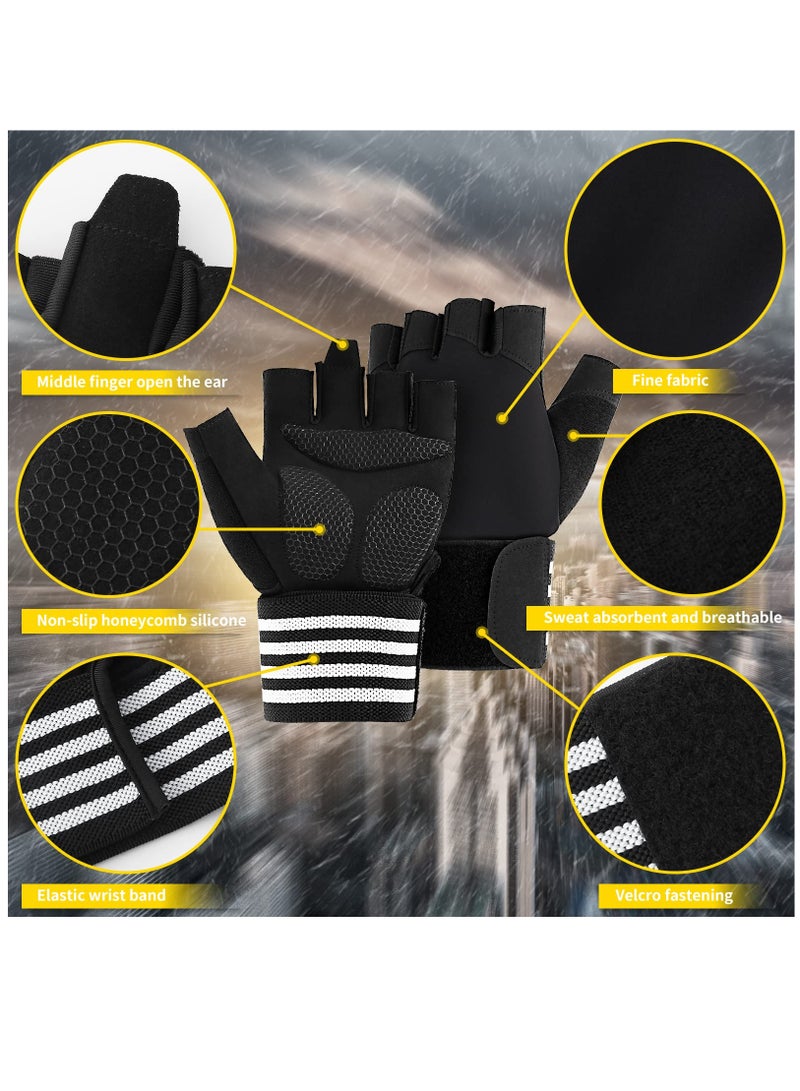 Breathable Weight Lifting Gloves with Wrist Support Full Palm Protection Ideal for Pull Ups and Cross Training for Men and Women Size L