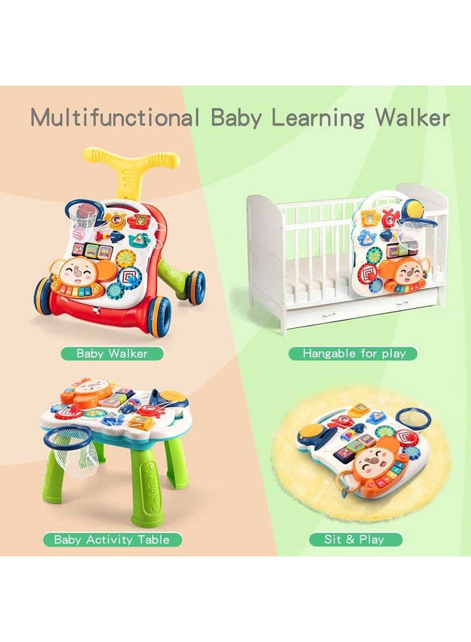 Sit To Stand Learning Walker, 2 In 1 Baby Walker, Early Educational Child Activity Center, Multifunctional Removable Play Panel, Baby Music Learning Toy Gift For Infant Boys Girls