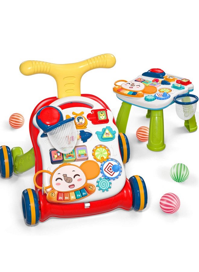 Sit To Stand Learning Walker, 2 In 1 Baby Walker, Early Educational Child Activity Center, Multifunctional Removable Play Panel, Baby Music Learning Toy Gift For Infant Boys Girls