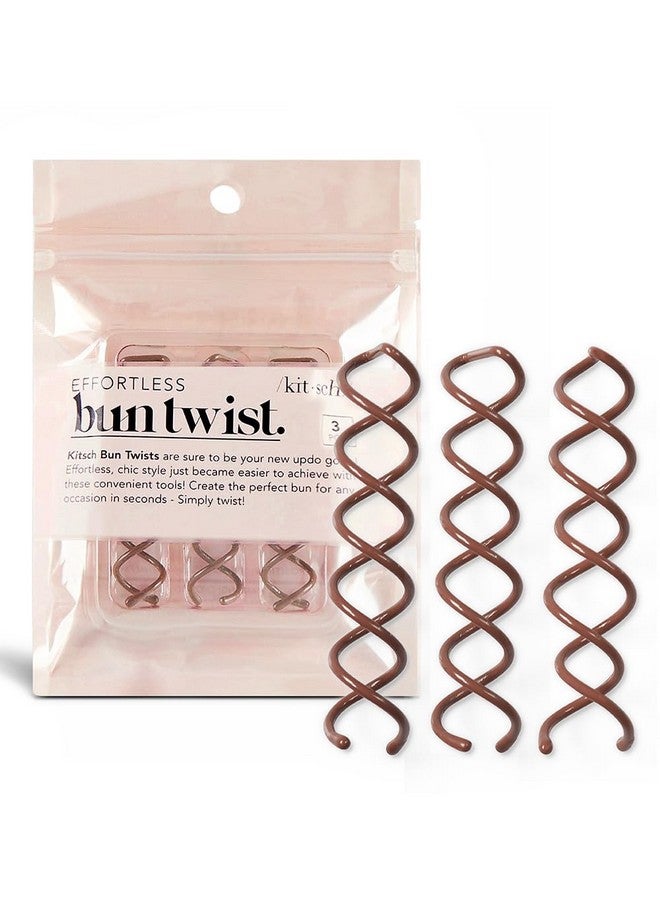 Spin Pins For Hair Spiral Hair Pins For Stylish Hairdos Mini Spiral Bobby Pins For Girls Stylish Bun Bobby Pins Hair Spirals & Twist Tool 3Pc Set Brown