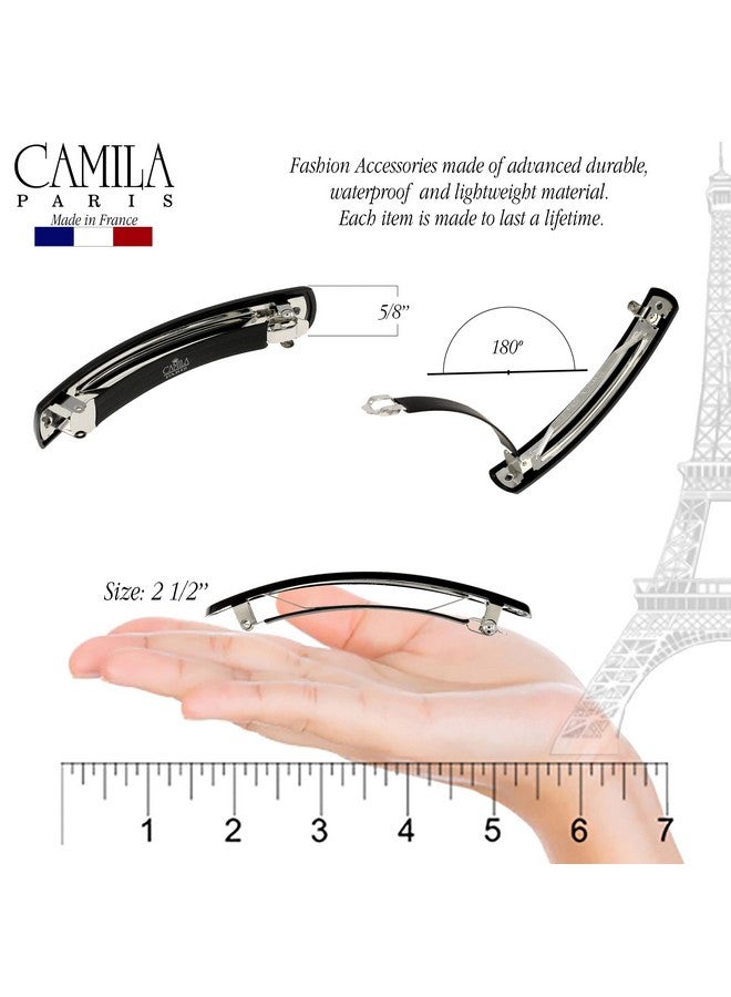 Paris Ad819 French Hair Barrette Clip For Girls, Black, Automatic Metal Clasp Strong Hold Grip Hair Clips For Women, No Slip And Durable Styling Girls Hair Accessories, Made In France