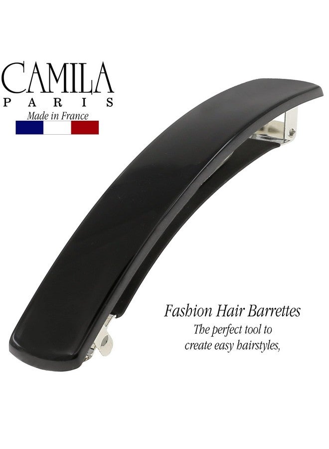 Paris Ad819 French Hair Barrette Clip For Girls, Black, Automatic Metal Clasp Strong Hold Grip Hair Clips For Women, No Slip And Durable Styling Girls Hair Accessories, Made In France