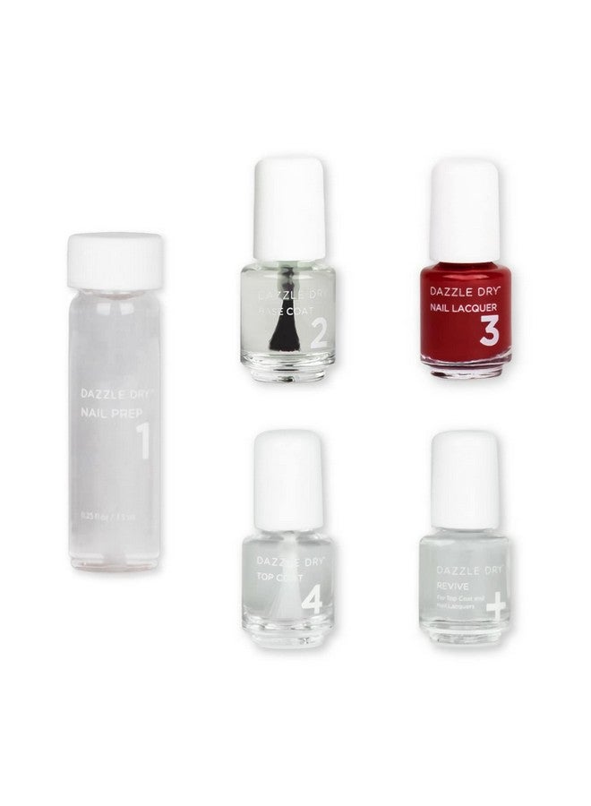 Mini Kit 4 Step System Fast Track Cherry, A Classic Cherry Red With Blue Undertones. Full Coverage Cream. (5 Piece Kit / 5 Manicures)