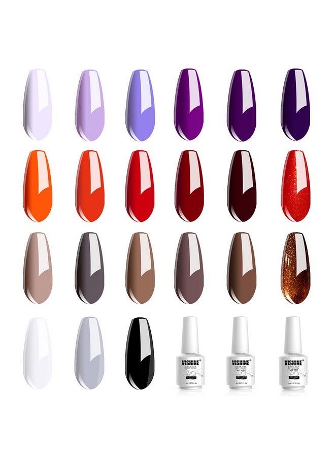 24Pcs Nail Gel Polish Set Red Purple Brown Nude Classic Color Serie Soak Off Uv Led Varnish Beauty Nail Art Long Lasting 8Ml