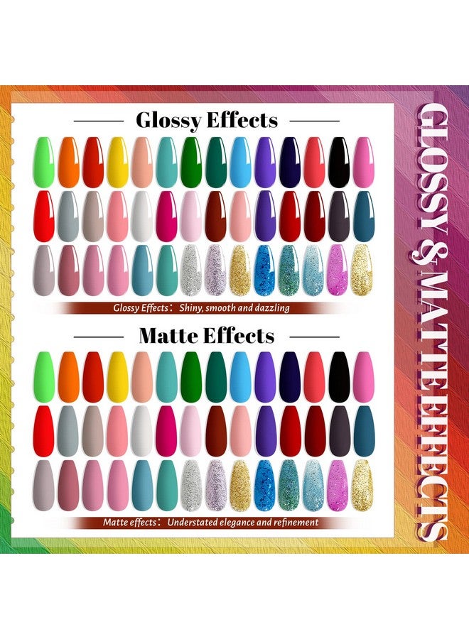 45 Pcs Gel Nail Kit With 42 Colors Nail Polish Set Green Blue Red Pink Collection Gifts For Women