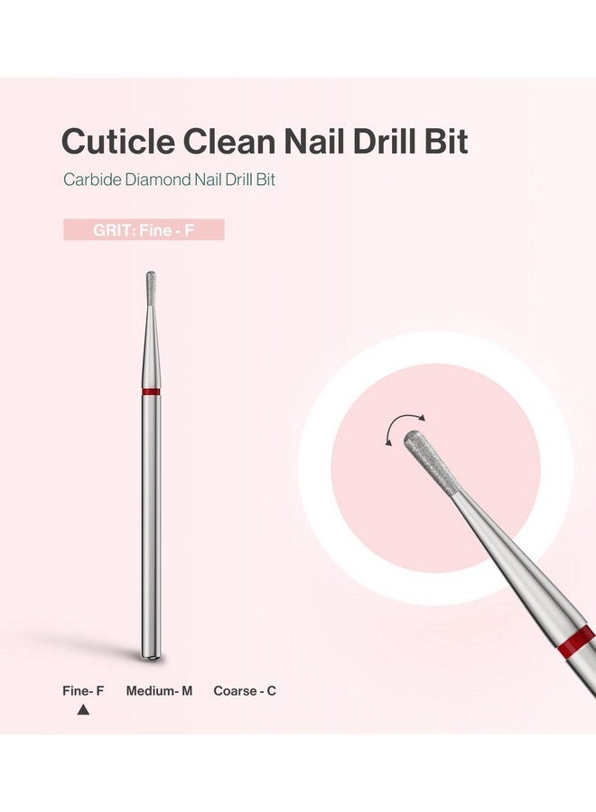 1.2Mm Pear Shape Cuticle Clean Nail Drill Bit 3/32'', Professional Safety Carbide Diamond Under Nail Cleaner For Cuticle Dead Skin Nail Prepare, Beginners Bits, Series Bit S, Fine