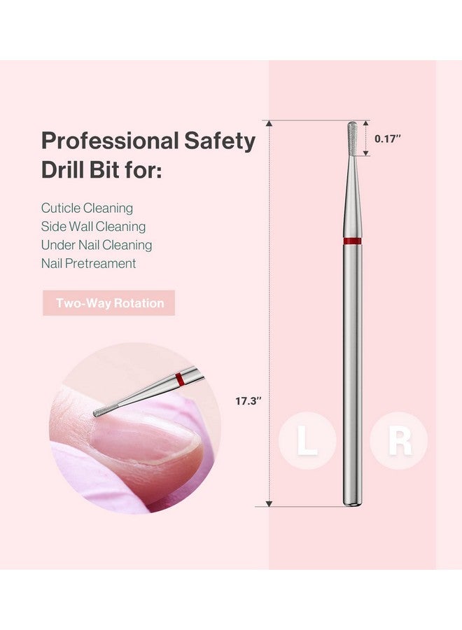 1.2Mm Pear Shape Cuticle Clean Nail Drill Bit 3/32'', Professional Safety Carbide Diamond Under Nail Cleaner For Cuticle Dead Skin Nail Prepare, Beginners Bits, Series Bit S, Fine