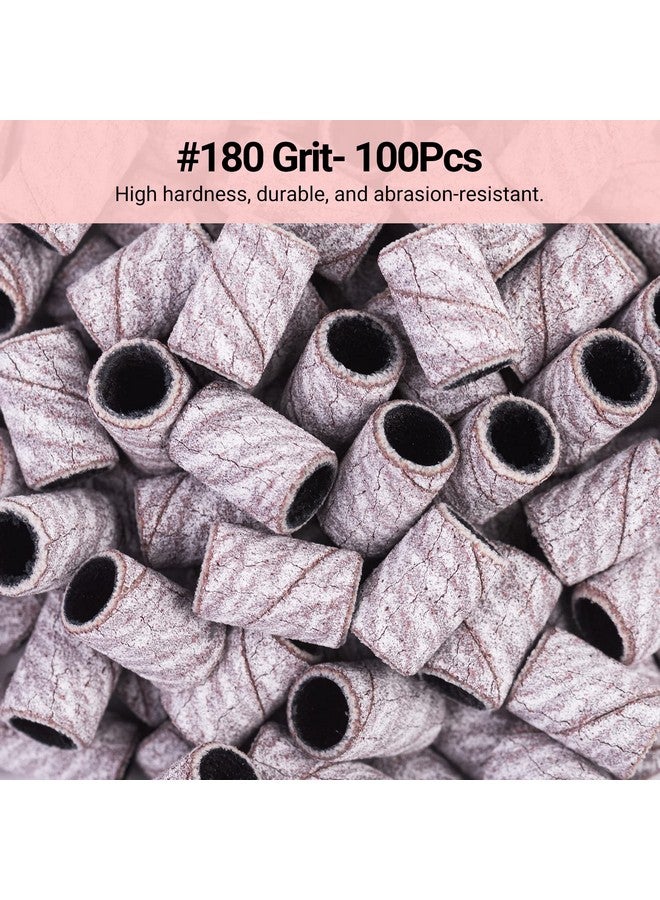 100 Pcs Nail Drill Bits Sanding Bands For Nail Drill 180 Fine Grit Nail File Sanding Bands For Acrylic Nails Gel Manicures And Pedicure