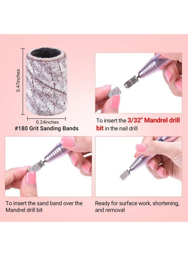 100 Pcs Nail Drill Bits Sanding Bands For Nail Drill 180 Fine Grit Nail File Sanding Bands For Acrylic Nails Gel Manicures And Pedicure