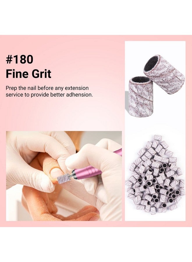 100 Pcs Nail Drill Bits Sanding Bands For Nail Drill 180 Fine Grit Nail File Sanding Bands For Acrylic Nails Gel Manicures And Pedicure