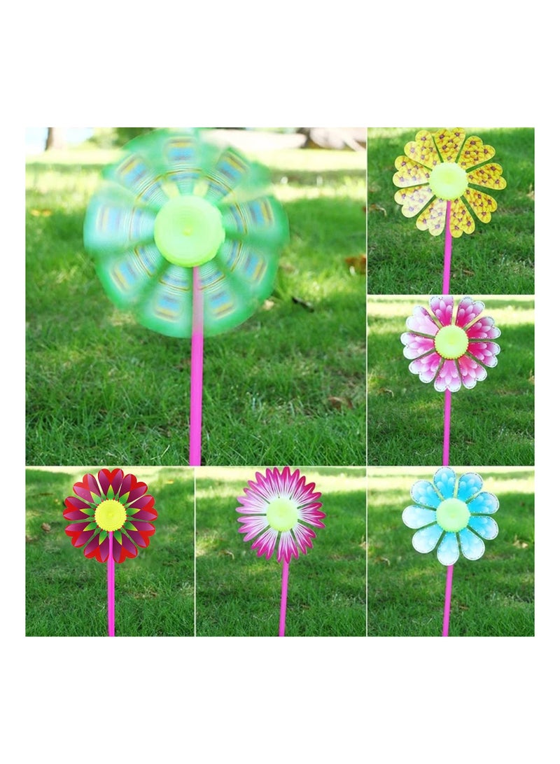 Colorful Sunflower Pinwheel Set - 10 Pcs DIY Wind Spinners for Lawn & Garden, Fun Outdoor Decorations for Kids' Parties, Vibrant Windmill Toys for Yard Decor