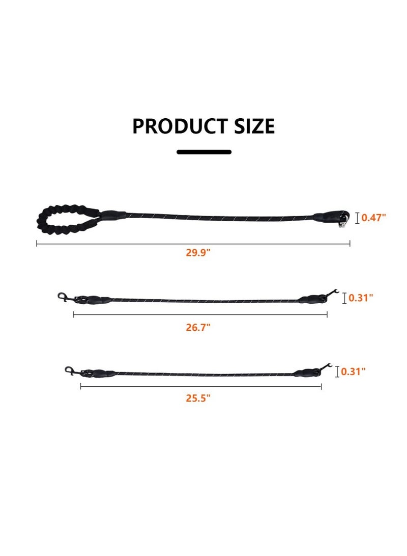 Dual Dog Leash with 360° Swivel, No Tangle Design, 2 Extra Traffic Handles for Large, Medium & Small Dogs - Perfect for Easy Walking & Control, Black