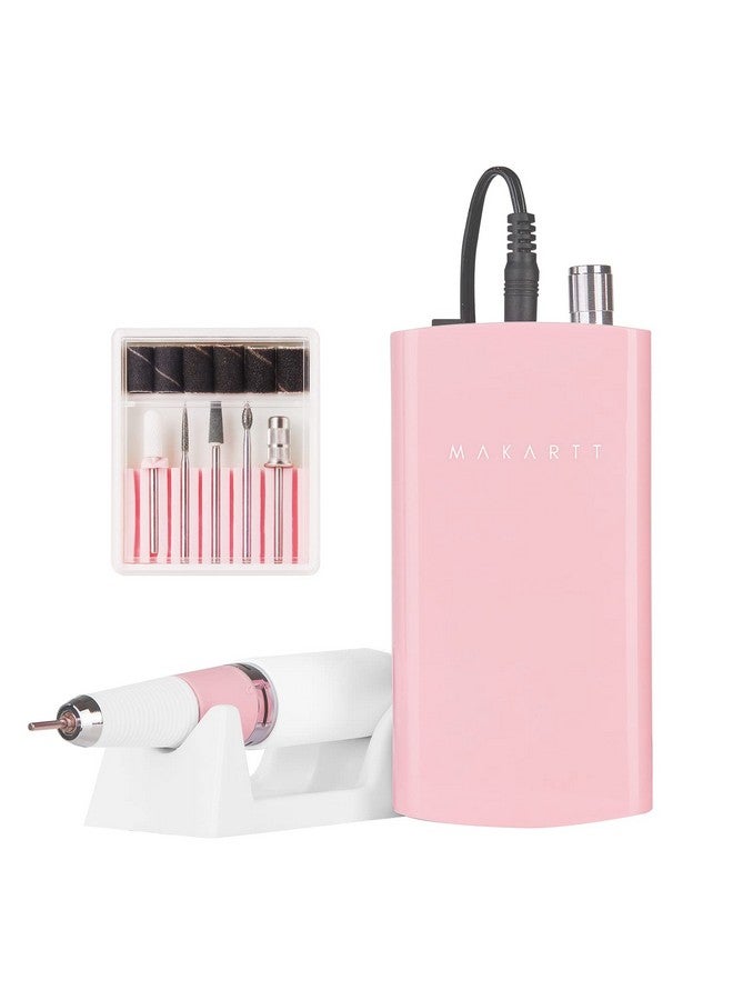 Nail Drill Professional, Rechargeable Nail E File 30000Rpm Electric Nail Drill, Malory Pink Portable Gel Nail Remover Machine With Nail Drill Bits & Sanding Bands For Manicure Salon Home Use