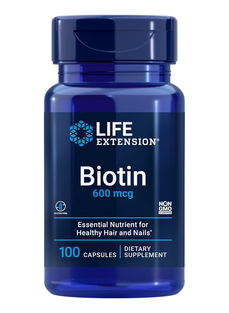 Biotin Essential Nutrient For Healthy Hair And Nails - 600 Mg Caps 100'S