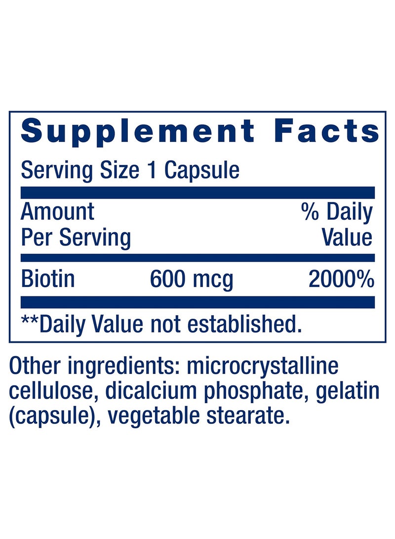 Biotin Essential Nutrient For Healthy Hair And Nails - 600 Mg Caps 100'S