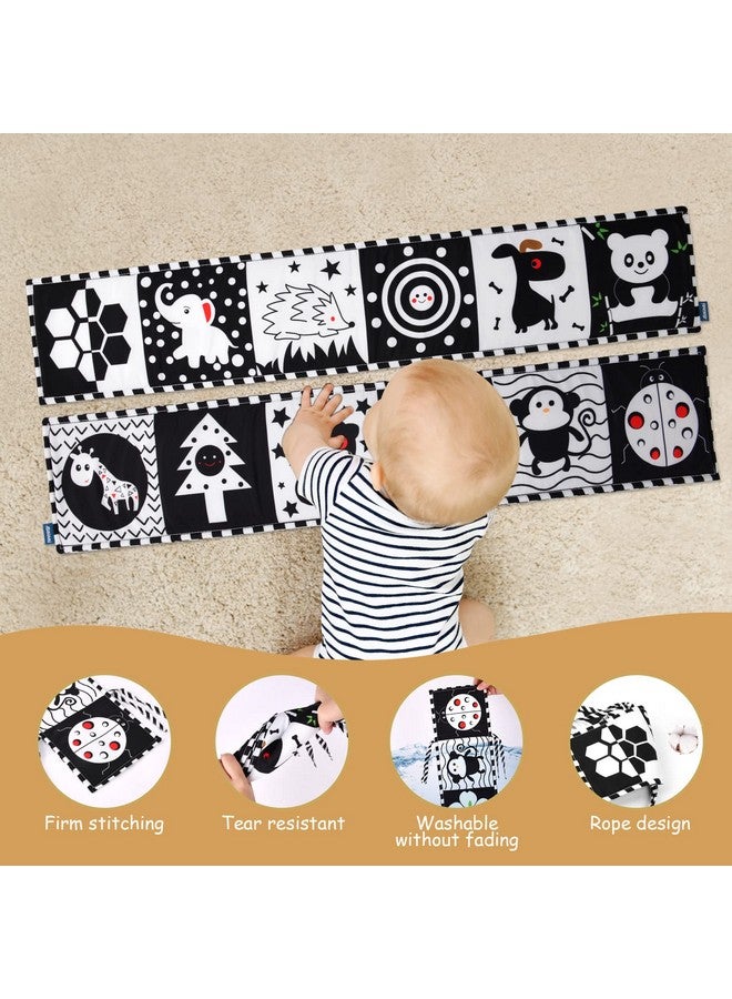 Black And White Baby Toys, High Contrast Baby Book For Newborn 0 3 3 6 Months, Infant Tummy Time Toys, Early Education Sensory Toys, Visual Stimulation Folding Cloth Book For Boys Girls