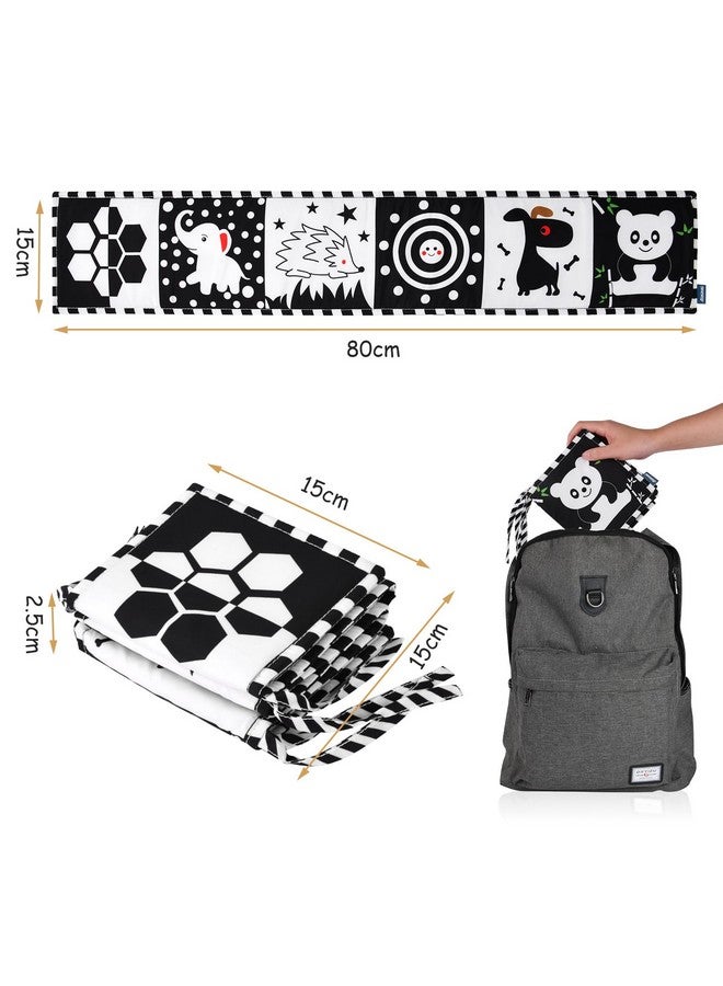 Black And White Baby Toys, High Contrast Baby Book For Newborn 0 3 3 6 Months, Infant Tummy Time Toys, Early Education Sensory Toys, Visual Stimulation Folding Cloth Book For Boys Girls