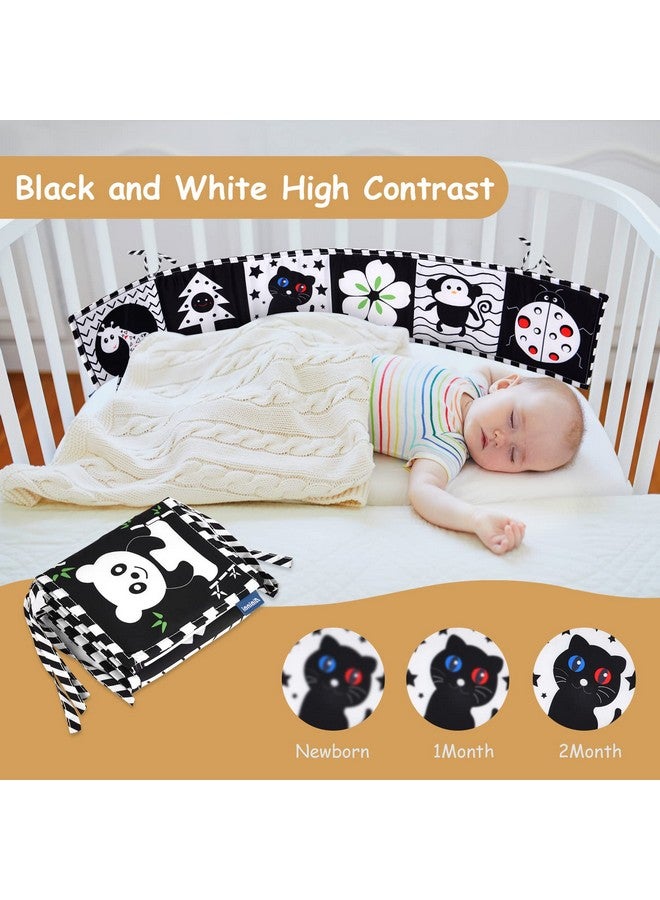 Black And White Baby Toys, High Contrast Baby Book For Newborn 0 3 3 6 Months, Infant Tummy Time Toys, Early Education Sensory Toys, Visual Stimulation Folding Cloth Book For Boys Girls