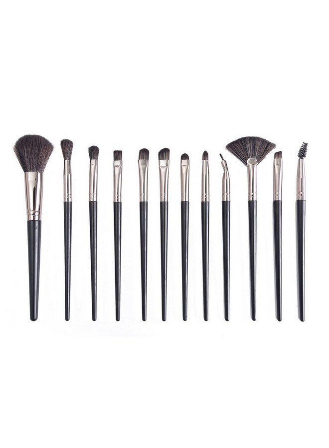 Makeup Brush Set Premium Soft Eye Shadow Powder Eyebrow Brush Concealer Brush Black 12Pcs