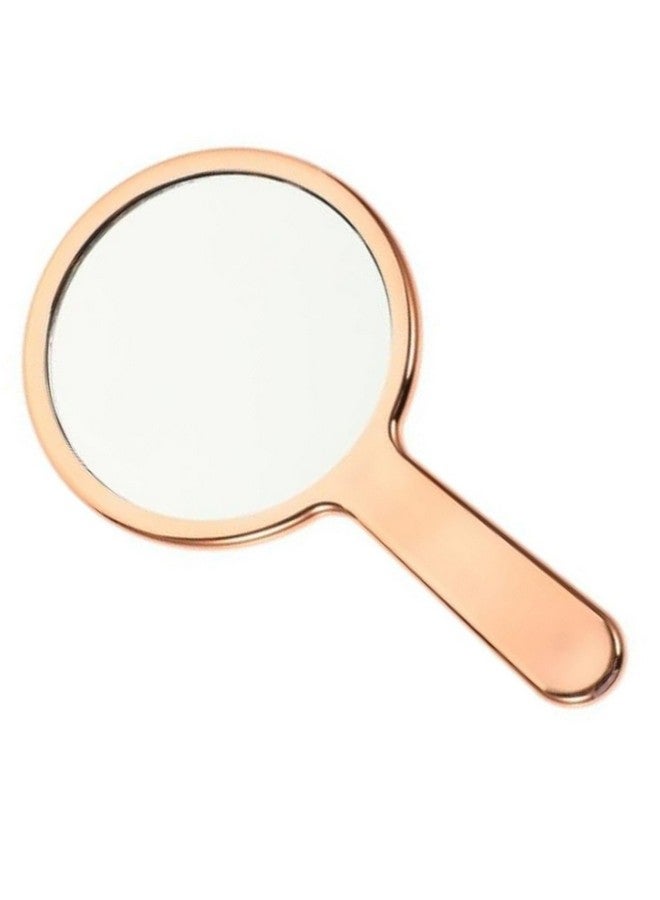 Professional Rose Gold Round One Sided Mirror With Plastic Grip Handle For Cosmetic Makeup Salon Barber Hairdressing For Men And Women