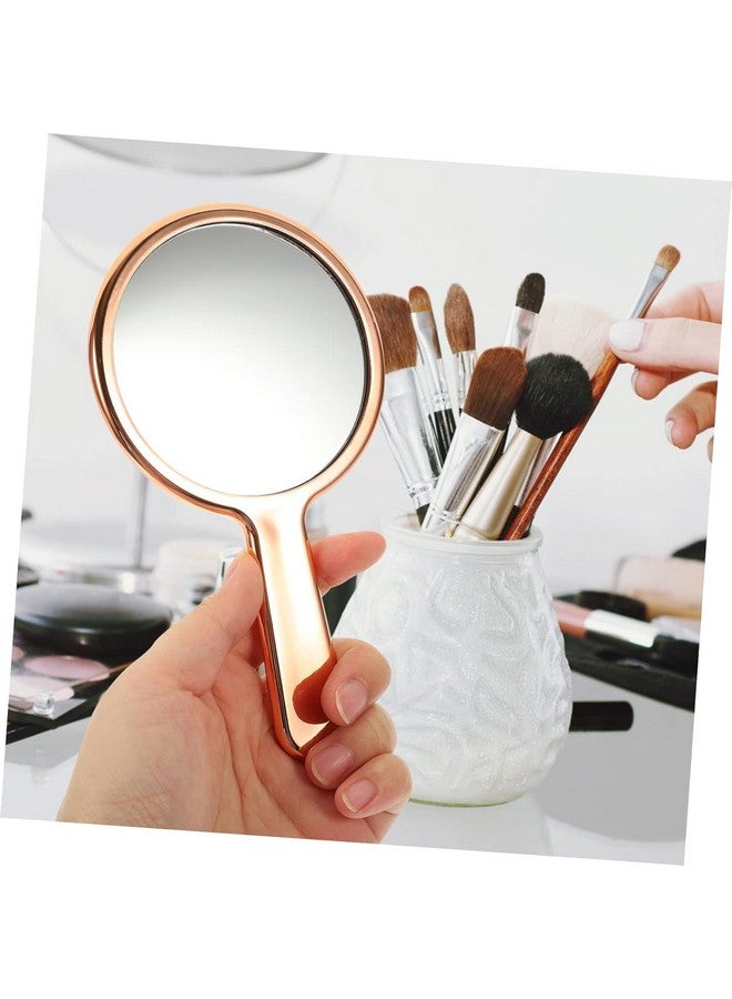 Professional Rose Gold Round One Sided Mirror With Plastic Grip Handle For Cosmetic Makeup Salon Barber Hairdressing For Men And Women