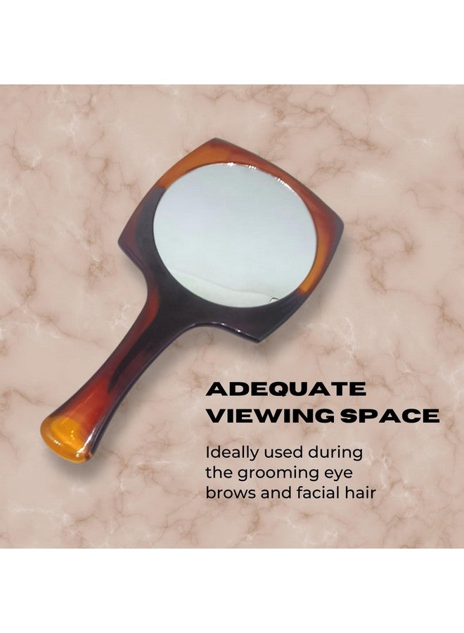 Professional Round Shape Double Sided Magnifying Makeup Hand Mirror With Handle For Men & Women