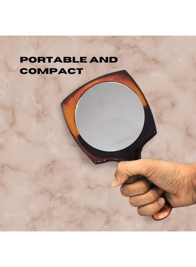 Professional Round Shape Double Sided Magnifying Makeup Hand Mirror With Handle For Men & Women