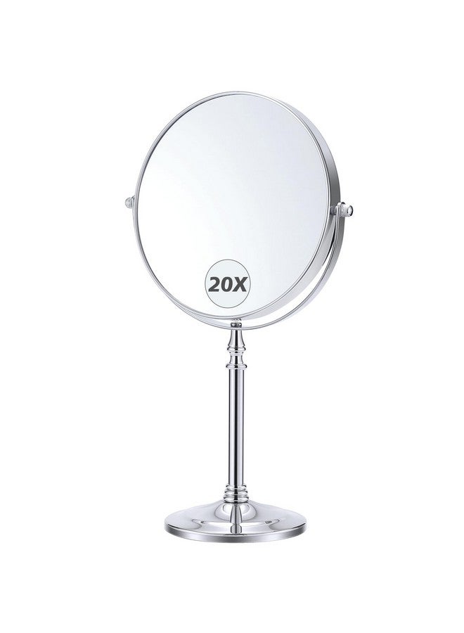 Magnifying Mirror 20X, Double Sided 1X & 20X Magnifying Mirror On Stand, Large Tabletop Magnified Vanity Mirror, Magnified Mirror With 360°Rotation For Bathroom Or Bedroom,8.6 Inches