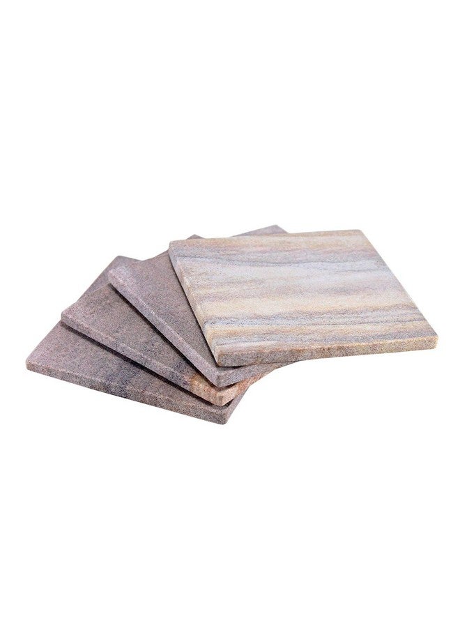 Coasters Set Of Natural Stone - Natural Water Absorbent, Unique Table Coaster Set (Set Of 4)