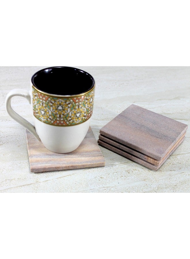 Coasters Set Of Natural Stone - Natural Water Absorbent, Unique Table Coaster Set (Set Of 4)