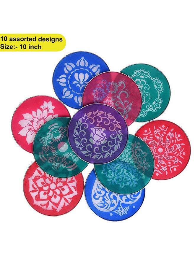 Rangoli Kit Creativity Diwali Floor Decoration 7.5Inches 10 Rangoli Stencil Art Diwali 10 Rangoli Powder Bottles 80G Each For Navratri Pongal Pooja