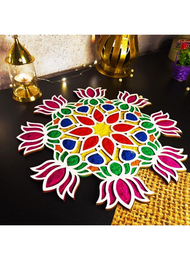 Portable Rangoli (11 Inches) Stencil For Decor Diy Craft Reusable Templates For Floor Table Just Fill With Rangoli Atta Or Grains For Navratri Pongal Pooja Mandir Rangoli Mats For Decoration (Design 2)