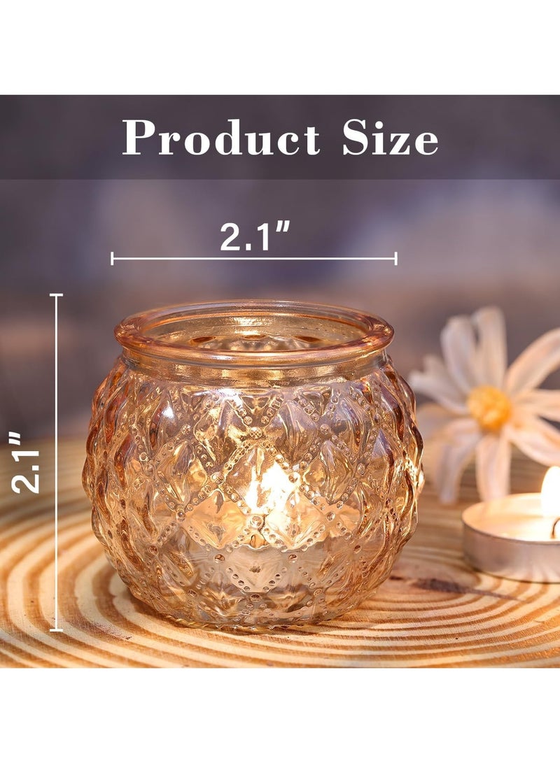 Gold Votive Candle Holders Set Of 24 Round Glass Candle Holders Bulk For Table Centerpiece Tea Lights Candle Holders For Wedding Shower Party Home Decor