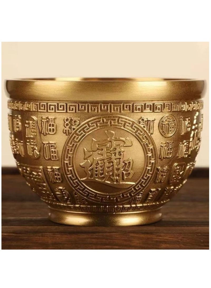 Golden Brass Treasure Bowl for Wealth and Prosperity Home Decor Perfect Housewarming Gift