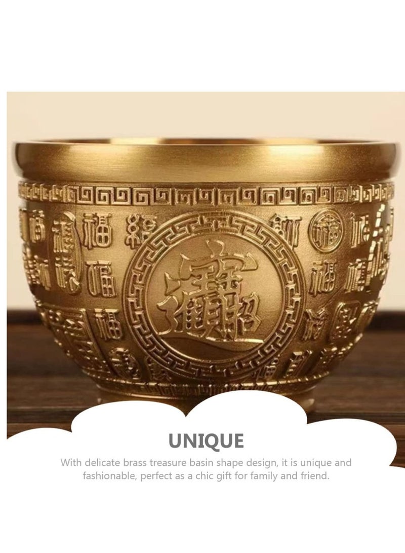 Golden Brass Treasure Bowl for Wealth and Prosperity Home Decor Perfect Housewarming Gift