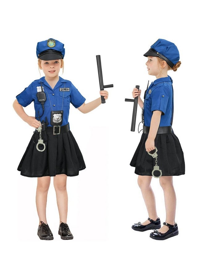 Girls Police Officer Costume Cop Uniform Dress With Toy Accessories Birthday Cosplay Outfit Halloween Dress Up Set